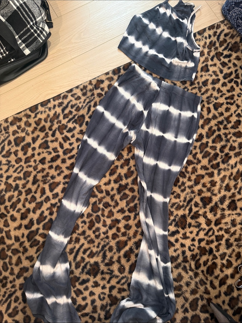 Fashion Nova Women's Tie-Dye Wide Leg Pants — blue & White